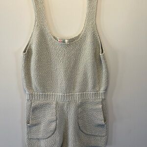 FREE PEOPLE BEACH. Knit Sleeveless Romper in Light BLUE/Gray